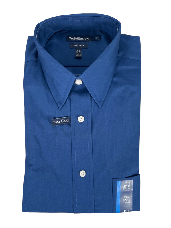 Croft & Barrow Men's Blue Classic Easy Care Long Sleeve Button Up Shirt - 15.5
