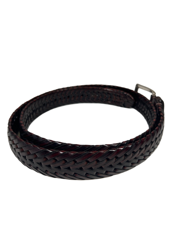 John W. Nordstrom Men's Brown/Red Leather Woven Brass Buckle 51 in Belt image 4