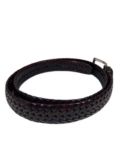 John W. Nordstrom Men's Brown/Red Leather Woven Brass Buckle 51 in Belt image 4