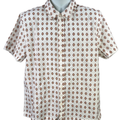 Liverpool Men's White/Brown Cotton Short Sleeve Button Up Shirt - L