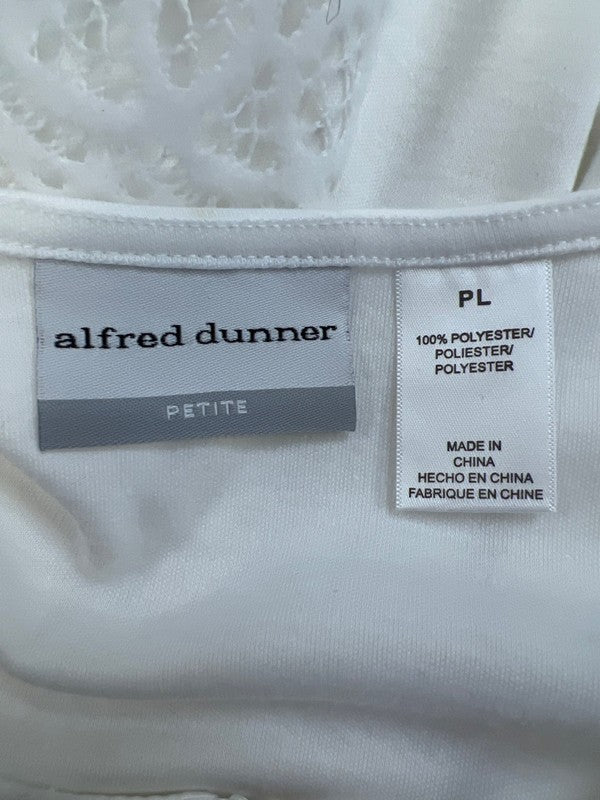 Alfred Dunner Women’s White Crochet Lined Short Sleeve Shirt - L Petite image 3