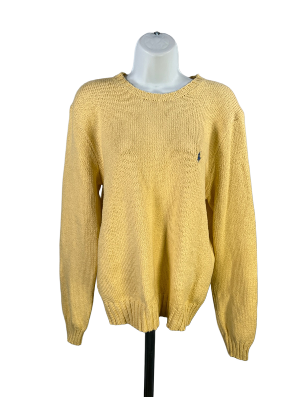 Polo Ralph Lauren Women's Yellow Knit Long Sleeve Crewneck Sweater - M