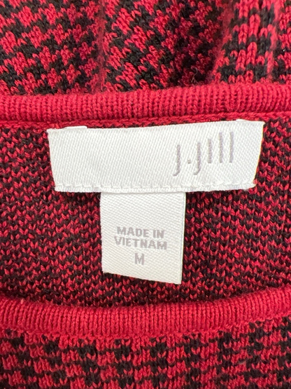 J.Jill Women's Red Houndstooth Long Sleeve Sweater Dress - M image 3