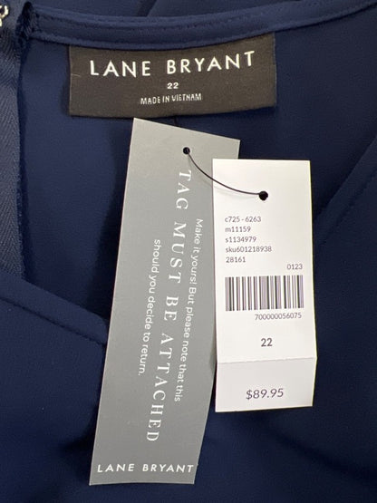 Lane Bryant Women's Blue Flutter Sleeve Tie Waist High Low Maxi Dress - 22 image 3