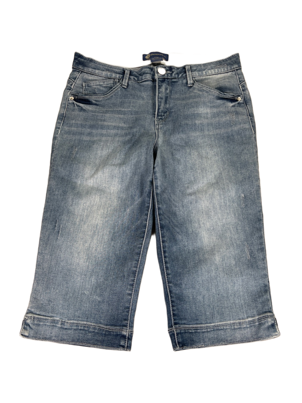 Democracy Women's Light Wash Bermuda Stretch Denim Jean Shorts - 10 Petite