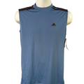 Adidas Men's Blue/Black Striped Climacool Sleeveless Athletic Shirt - S