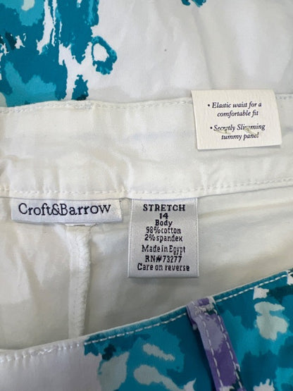 Croft and Barrow Women's White/Blue Floral Stretch Skort - 14 image 3