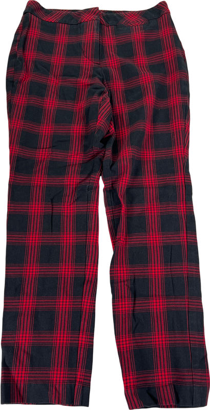 J.Jill Women’s Red/Black Holiday Plaid Bi-Stretch Straight Leg Pants - 4 Petite