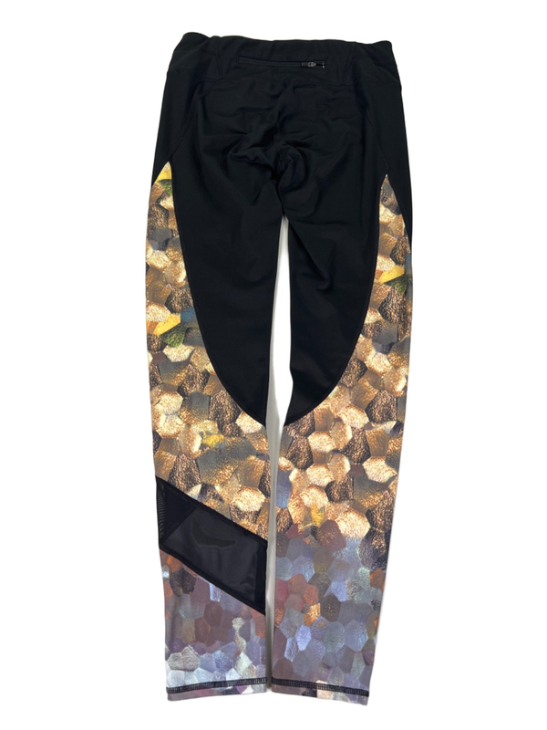 Athleta Women's Black/Multicolor Asymmetrical Mesh Sonar Athletic Leggings - S image 2