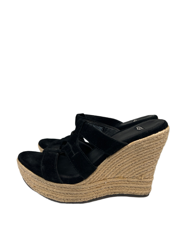 UGG Women's Black Tawnie Suede Espadrille Wedge Platform Sandals - 7 image 5