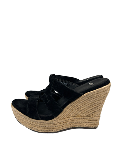 UGG Women's Black Tawnie Suede Espadrille Wedge Platform Sandals - 7 image 5