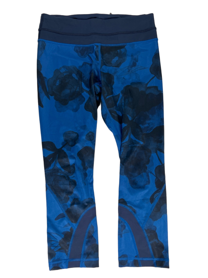 Lululemon Women's Blue Inky Floral Run Inspire Crop II Leggings - 6