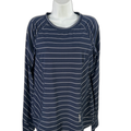 Reebok Women's Blue/White Striped Long Sleeve Athletic Shirt - L