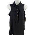 Sonoma Women's Black Basic Sleeveless Polo Shirt - S