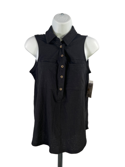 Sonoma Women's Black Basic Sleeveless Polo Shirt - S