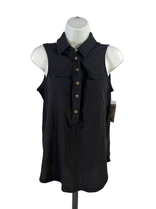 Sonoma Women's Black Basic Sleeveless Polo Shirt - S