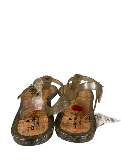 Kate Spade Women's Gray Glitter Jelly Cork Bottom T-Strap Sandals - 10 image 4