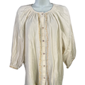 Lauren Conrad Women's White/Ivory Embroidered Elbow Balloon Sleeve Blouse - L