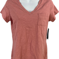 Max Studio Women’s Pink Pocket Front V-Neck T-Shirt - S