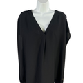 Banana Republic Women's Black V Neck Front Pleat Sleeveless Blouse - XXL