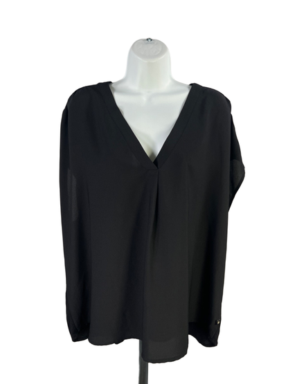 Banana Republic Women's Black V Neck Front Pleat Sleeveless Blouse - XXL