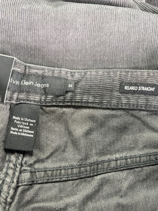 Calvin Klein Men's Dark Gray Corduroy Relaxed Straight Pants - 34x30 image 3