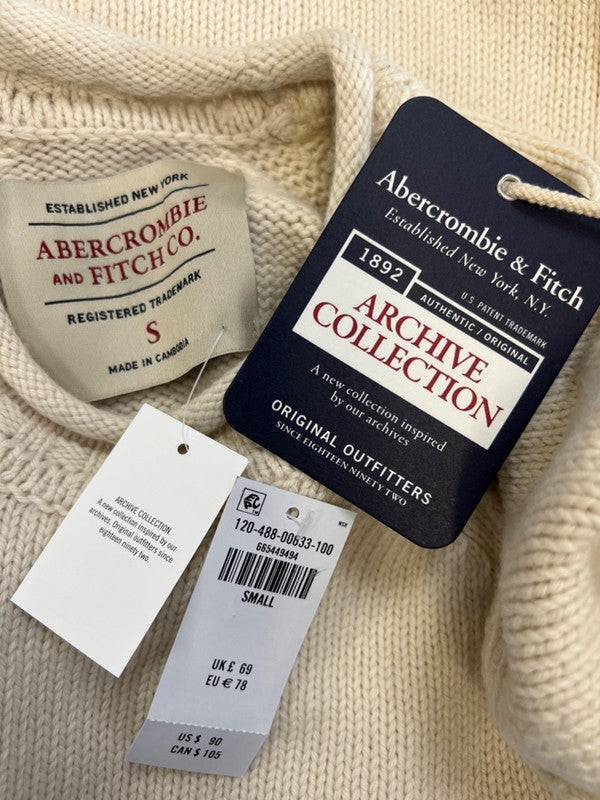 Abercrombie & Fitch Women's Beige/Ivory Wool Blend Long Sleeve Sweater - S image 3