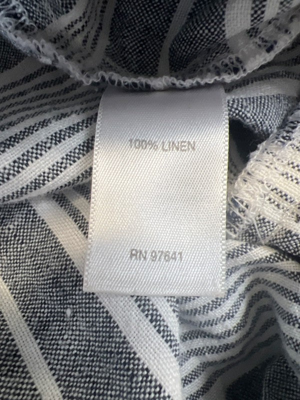 J Jill Women's White/Gray Linen Striped Drawstring Waist Shorts - S image 4