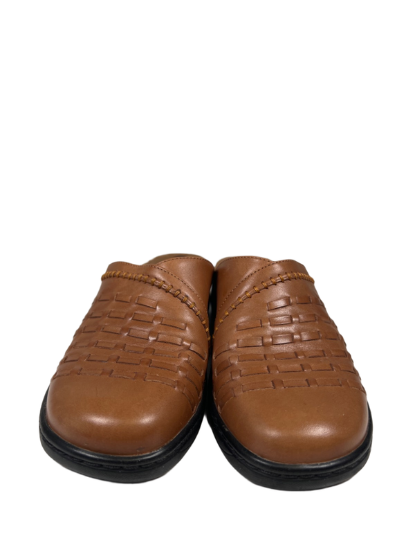 Clarks Women's Brown Leather Woven Slip On Mule Shoes - 7 image 2
