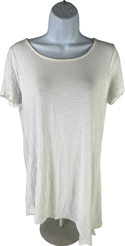 Chico’s Women’s White Short Sleeve Asymmetrical T-Shirt - 0/US 6