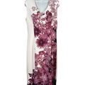 White House Black Market Women's White/Purple Floral Sleeveless Midi Dress - 12