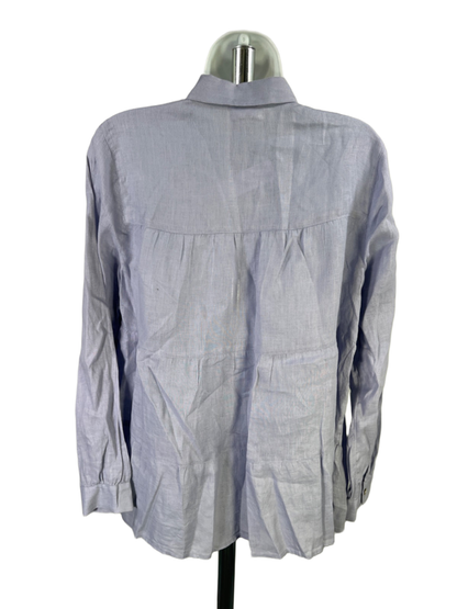 J Jill Women's Blue Linen Long Sleeve Button Up Blouse - S image 2