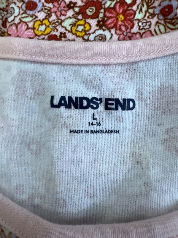 Lands End Women's Pink Floral Scoop Neck Sleeveless Tank Top - L image 3