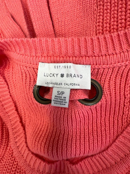 Lucky Brand Women’s Bright Pink Lace Up Back Long Sleeve Knit Sweater - S image 3