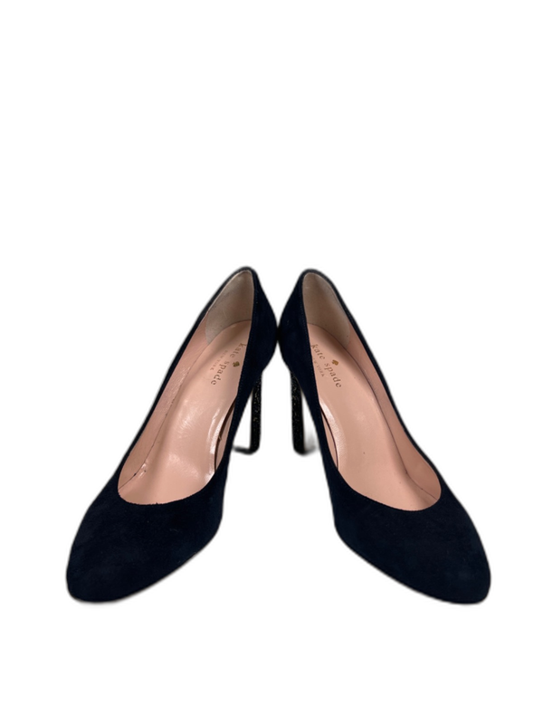Kate Spade Women's Navy Blue Glitter Suede Allora Pump Heels - 7 image 7