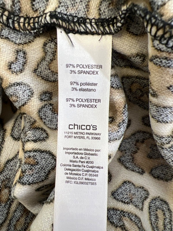 Chico's Women's Black/Brown Leopard Print Lace Up Bell Sleeve Blouse - 1/US M image 4