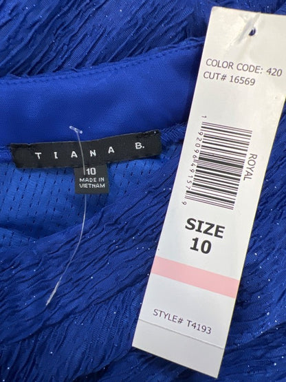 Tiana B Women's Blue Metallic Textured Cold Shoulder Long Sleeve Midi Dress - 10 image 3
