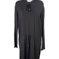 Michael Kors Women's Black Long Sleeve Hooded Cintched Waist Shirt Dress - M