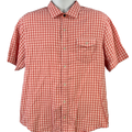 Tommy Bahama Men's Pink/Coral Checkered Island Modern Fit Button Up Shirt - L