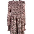 Lulu's Women's Green/Pink Floral Forever Long Sleeve Smocked Skater Dress - S