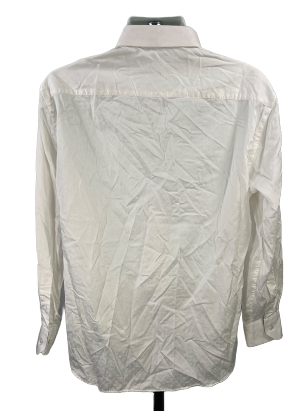 Bugatchi Uomo Men's White Cotton Long Sleeve Button Up Shirt - 17.5 image 2