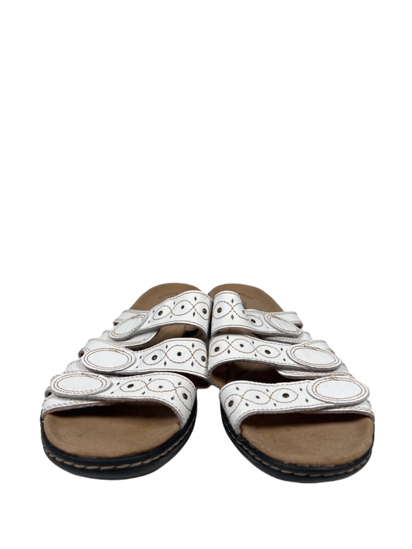 Clarks Collection Women's White Leisa Cacti Strappy Hook-And-Loop Sandals - 9 image 2