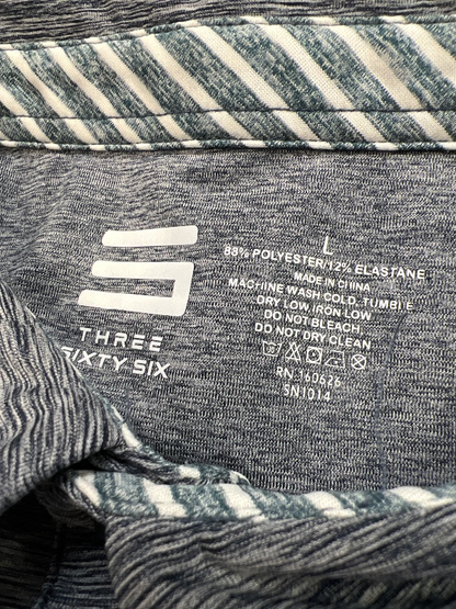 Three Sixty Six Men's Blue Heather Short Sleeve Active Polo -L image 3