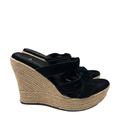 UGG Women's Black Tawnie Suede Espadrille Wedge Platform Sandals - 7