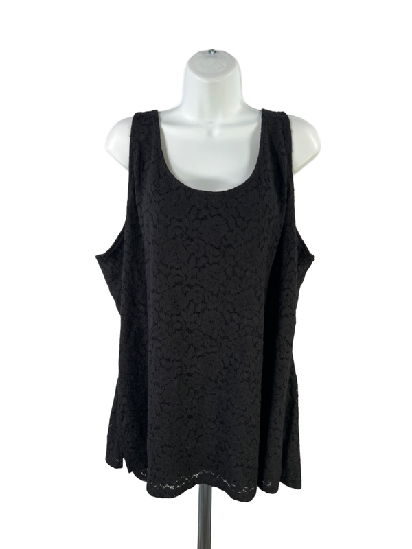 Lane Bryant Women's Black Sleeveless Lace Lined Tank Top - Plus 22/24