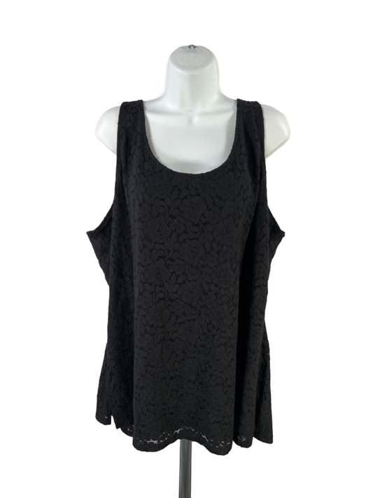 Lane Bryant Women's Black Sleeveless Lace Lined Tank Top - Plus 22/24