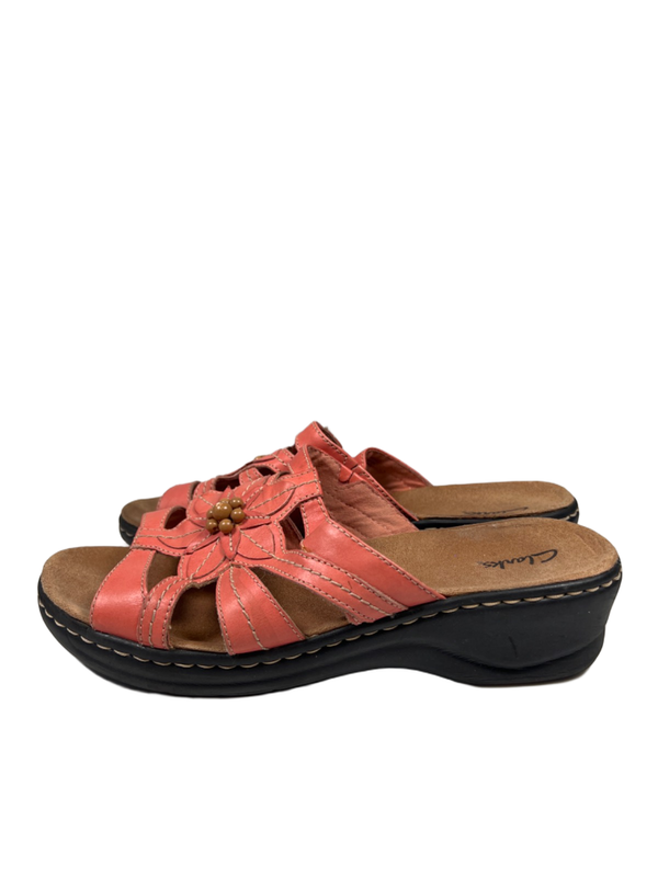Clarks Women's Pink Lexi Myrtle Floral Beaded Slide On Sandals - 10 Extra Wide image 5
