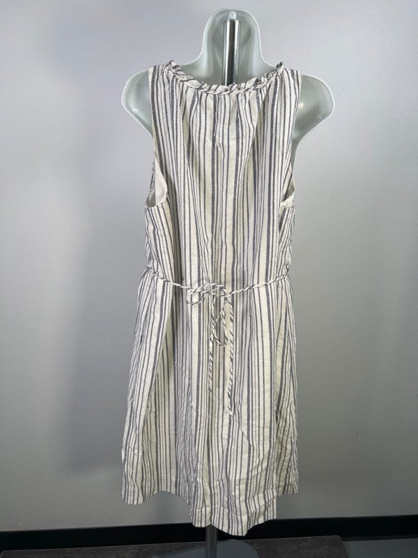 LOFT Women's White/Blue Sleeveless A-Line Dress - XL image 2