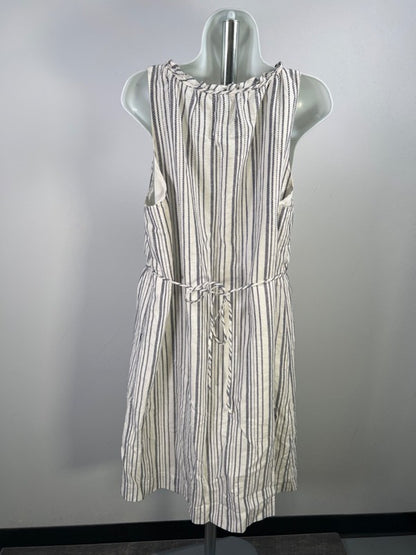 LOFT Women's White/Blue Sleeveless A-Line Dress - XL image 2