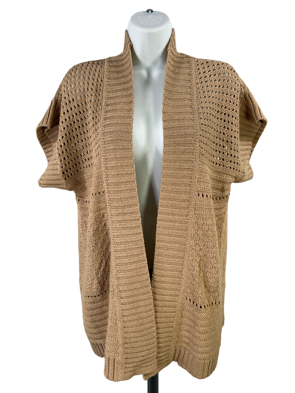 Coldwater Creek Women's Beige Open Knit Short Sleeve Sweater - L